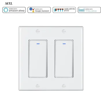 

US WiFi Smart Light Switch double switch Push Button APP Remote Control Works with Alexa Google Home for Voice Control 1 gang