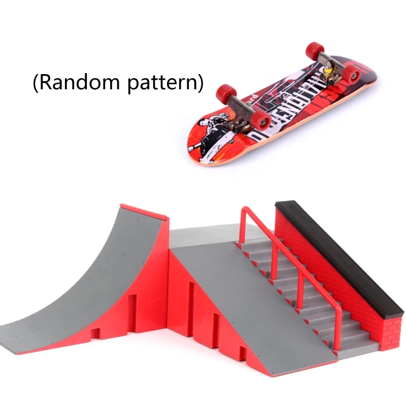

Finger Skate Park Kit Ramp Parts with 1 Finger Skateboard Mini Scooter Scene for Finger Skateboard Training Props