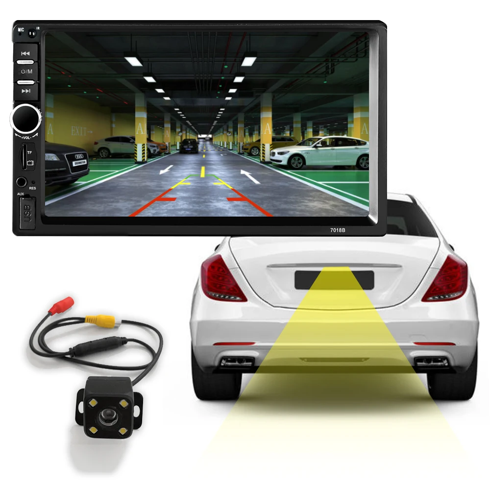 2 Din автомагнитола Bluetooth 7 дюймов сенсорный экран стерео FM аудио стерео MP5 плеер SD USB с камерой 12 в HD