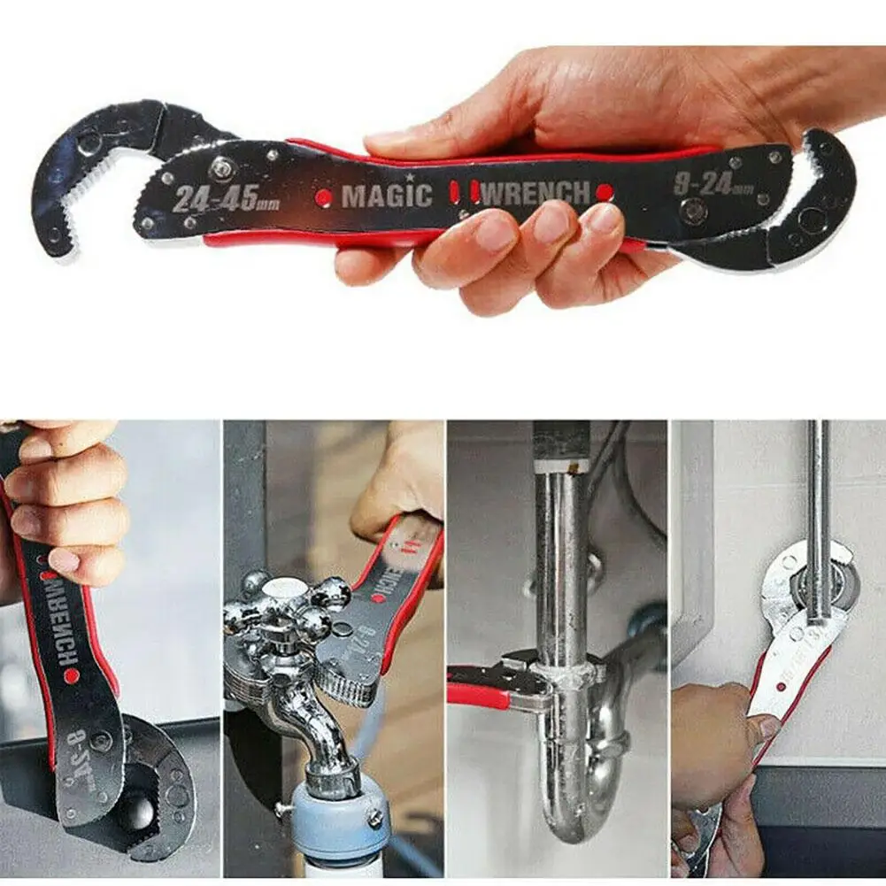 9-45mm Adjustable Magic Wrench Multi-function Universal Spanner Tool Sliver Color 29.5*4.3*4.8CM