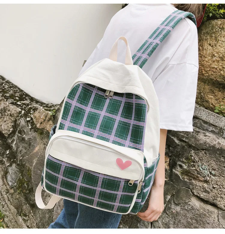 Хипстер плед Рюкзак корейско-Стиль в студенческом стиле Колледж Студенческая школьная сумка Для женщин большой Ёмкость путешествия Для женщин рюкзак