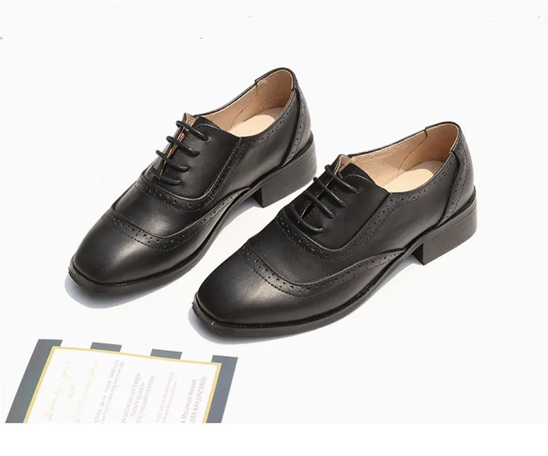 Handmade Big Size 32-42 Women Oxfords Shoes Vintage Genuine Leather Brogues Oxford Shoes For Woman British Carved Ladies Oxfords (2)