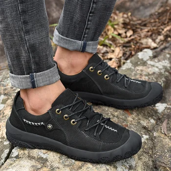 

Retro Style Plus Size Boots Men Natural Leather Handmade Outdoor Autumn Ankle Boots Top Quality Platform Shoes Men