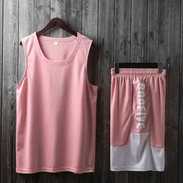 pink Заказное имя+ номер мужские баскетбольные майки костюм для колледжа Мужская баскетбольная форма Спортивная одежда Беговая баскетбольная форма - Цвет: pink