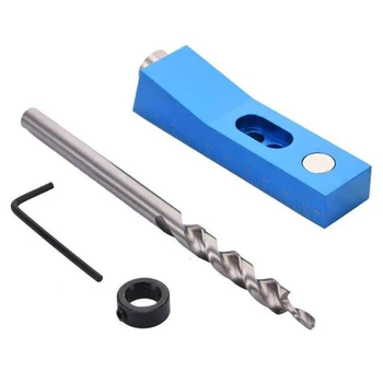 

Woodworking Pocket Hole Puncher Jig Kit Angle Drill Guide Set Locator Drill Bit Set for DIY Carpentry Tools