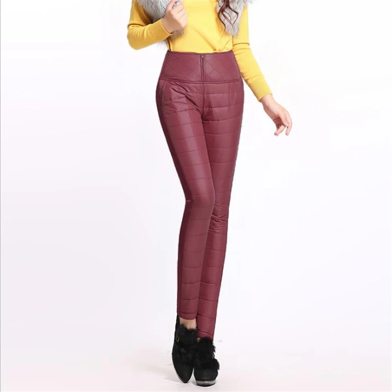 Clearance Price Winter Women's Down Trousers Female Double Faced Thickening Pants Slim Thin 5 Colors 0365 | Женская одежда