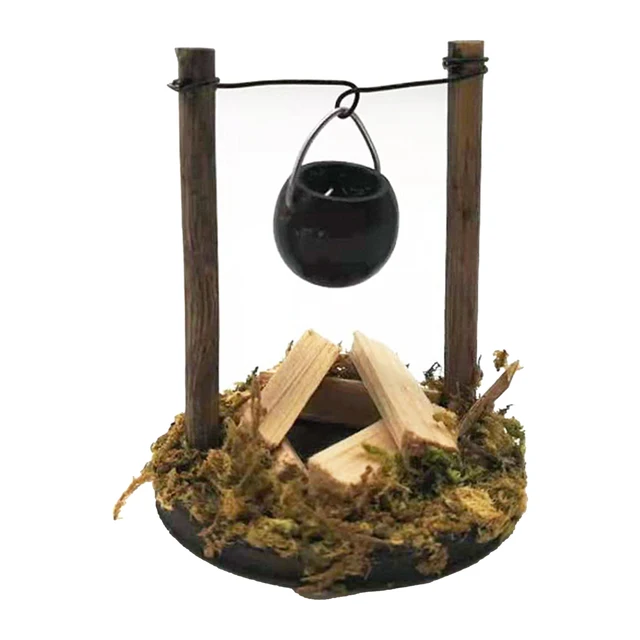 1/12 Dollhouse Miniature Wooden Hanging Burning Stove Garden Landscape Outdoor Decoration 1