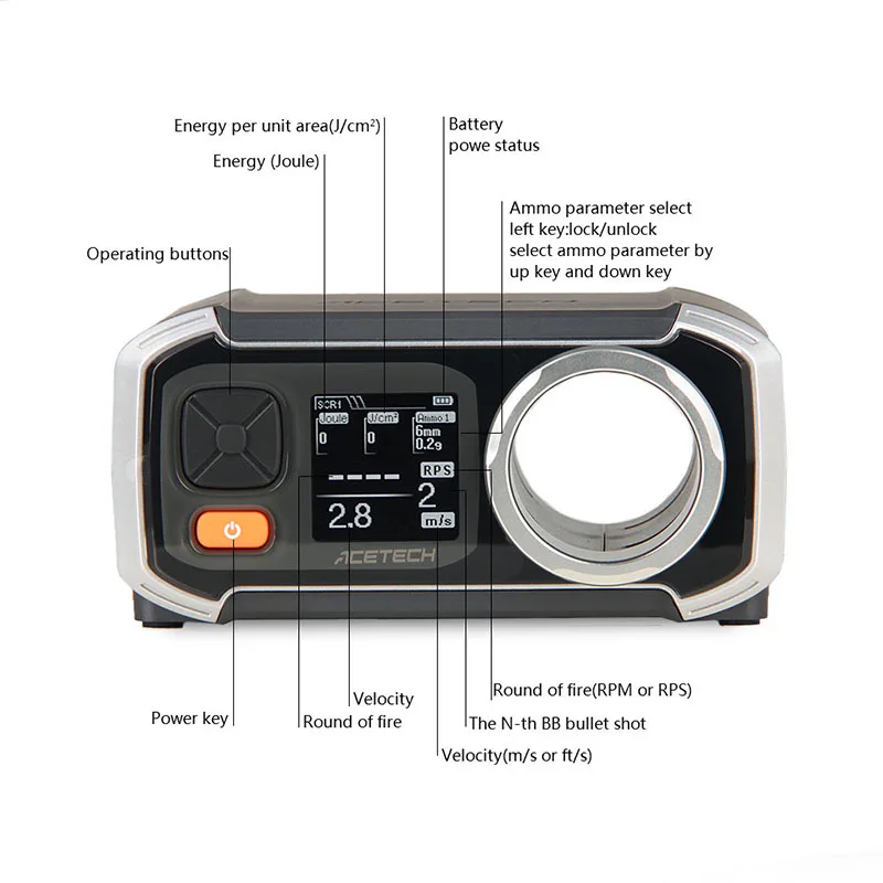 

Airsoft AC600 Shooting Speedometer Measures Bullet Speed with Pixel Oled Display