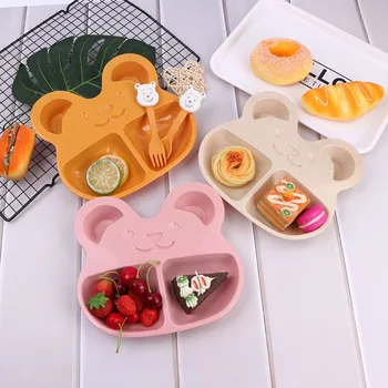 

Children Tableware Set Baby Plate Food Feeding Bowl Dishes Kids Container Toddler Dinnerware Placemat Cute Fork Spoon with Box