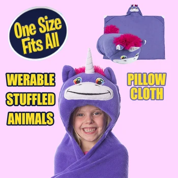 

Pets Hoodie Unicorn Hooded Sweatshirt Comfy Kids Huggable Hooded Blanket Animal Shaped Pillow For Children Christmas