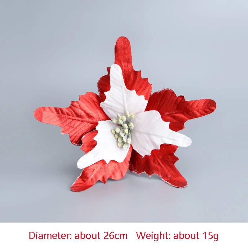 5 шт. Искусственные цветы из фланели с блестками Poinsettia, украшение для дома, праздничные украшения для рождественской елки, вечерние принадлежности - Цвет: N