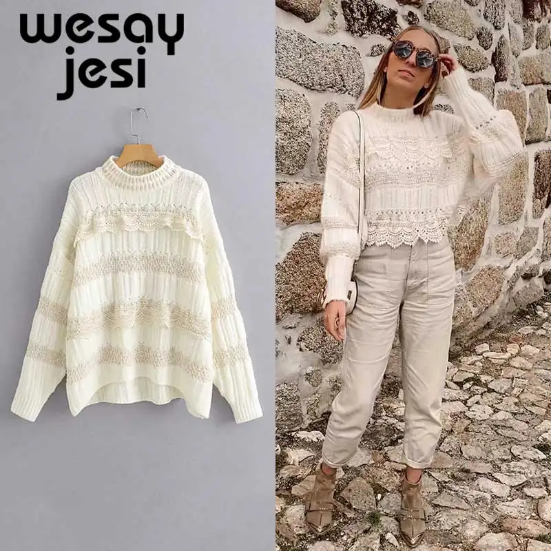 

2019 Women clothes Autumn winter sweaters office lady vintage Hollow knitting basic sweaters women pullovers tops