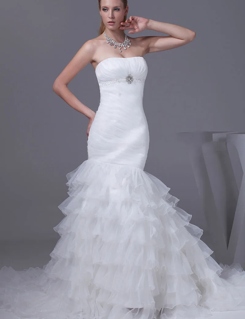 

Romantic White Organza Off the Shoulder 2016 Wedding Dress Sexy Mermaid Court Train Strapless Fashion Vestido de Noiva