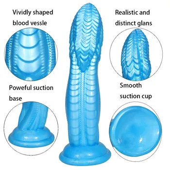 Huge Soft TPE Dragon Monster Dildos With Suction Cup Realistic Penis Cock Dick G Spot Anal Butt Blue Adults Sex Toys For Woman 3