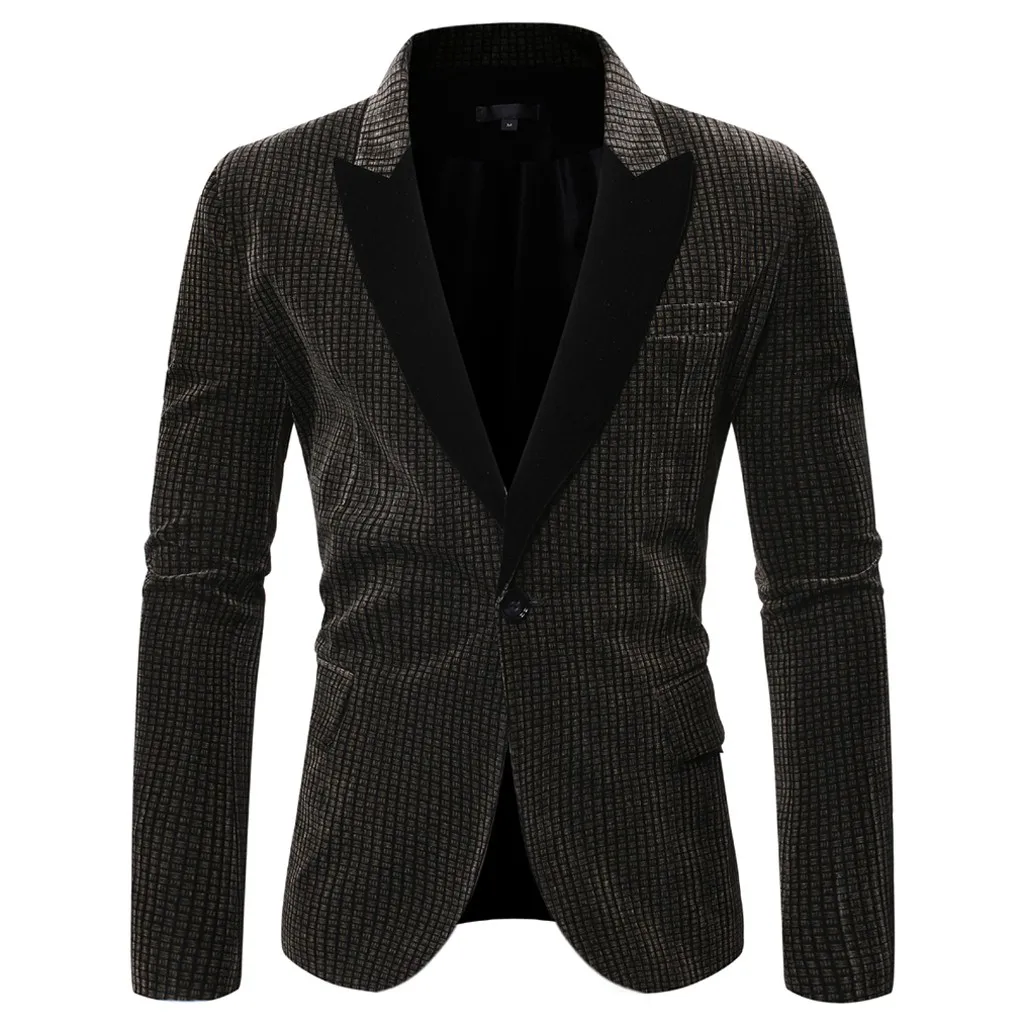 Формальные однотонные свободные модные лацканы Slim Fit повседневные костюмы плюс размер бренд блейзер мужские пальто Классические костюмы мужские блейзеры