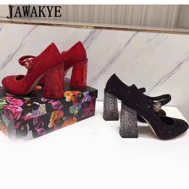 Новинка; прозрачные туфли на высоком массивном каблуке в стиле ретро; женские красные замшевые туфли-лодочки с квадратным носком на не сужающемся книзу массивном каблуке; свадебные вечерние туфли