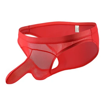 

Men's briefs Mesh Transparent underwear Sexy Low Waist Underpants Tight Elephant Trunk Briefs male Intimates