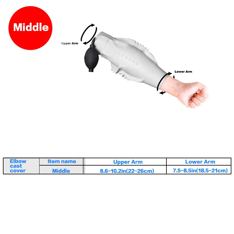 arm leg middle Водонепроницаемый литой бинт для ног, защита для ног, массажер для хирургии, перелом РАН, наколенник для ног, многоразовый чехол для душа, Длинная нога - Цвет: arm leg middle