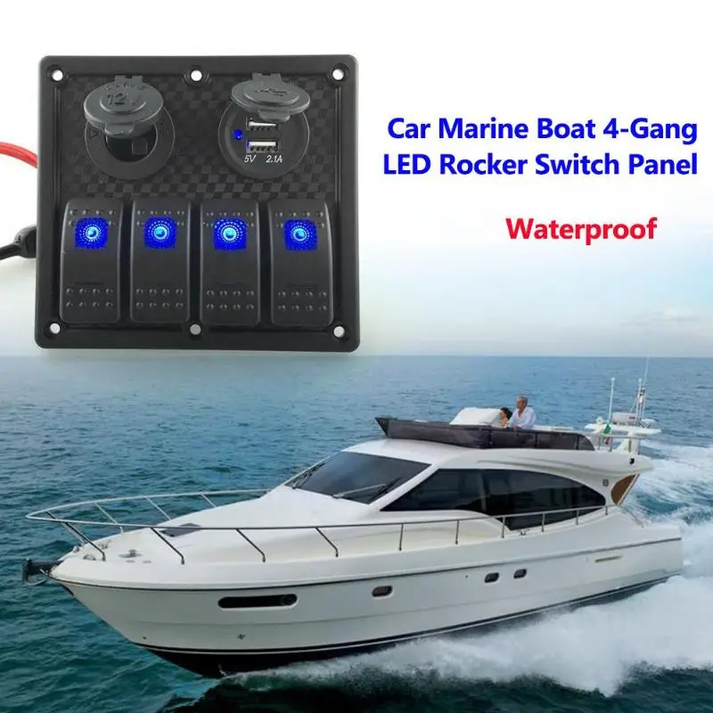 12V 24V Водонепроницаемый Автомобиля Морской 4 Gang кулисный переключатель Панель зарядка с usb-разъемом