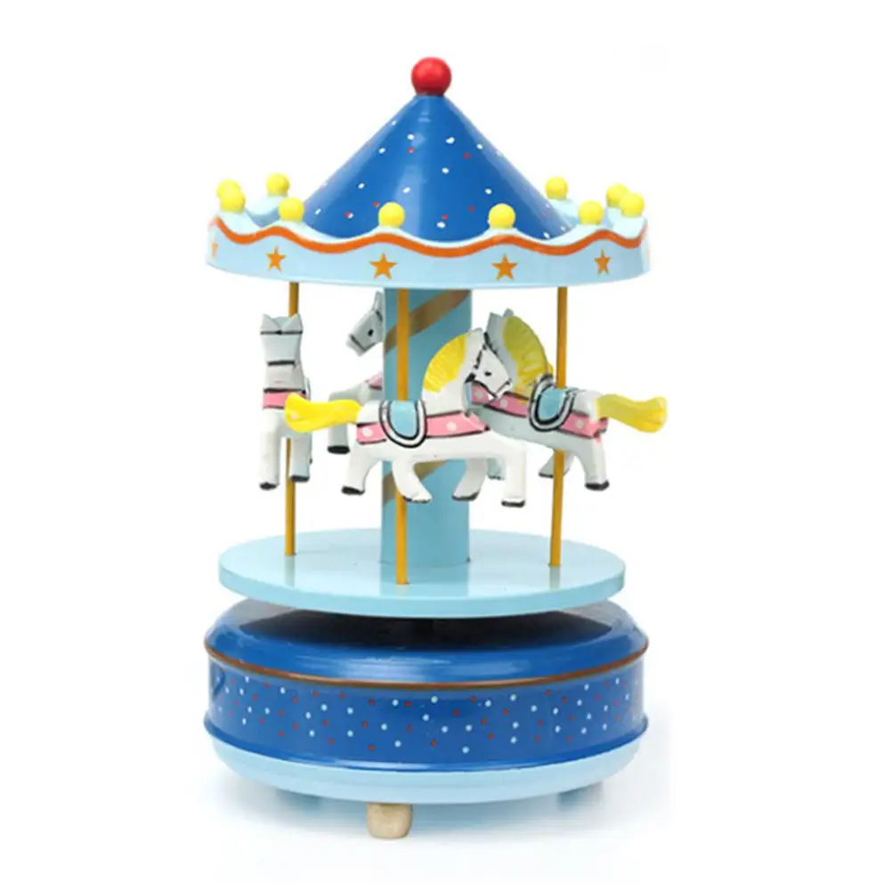 Merry-go-круглые музыкальные шкатулки, игрушка, Геометрическая музыка, украшение детской комнаты, подарки унисекс, Деревянная Рождественская лошадь, карусель, коробка, подарок