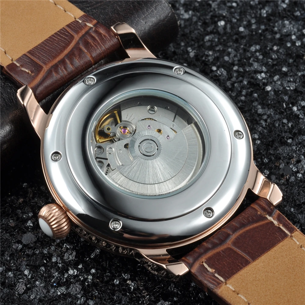 43mmCorgeut man Marchio di Lusso Orologio Meccanico Пелле di Moda Топ Doppio fuso orio GMT автоматические часы мужские