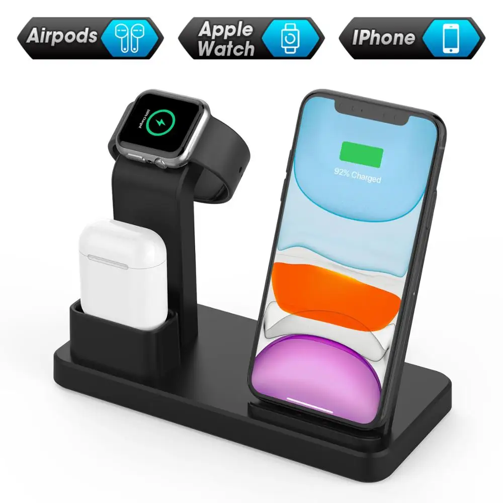 

NTONPOWER 3 in 1 Wireless Charging Stand 10W Fast Wireless Charger For phone Charging Station for Airpods 2019 Watch 4 32