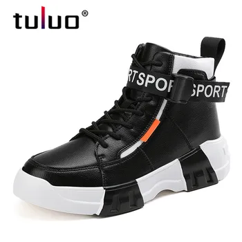preço Tênis Para Homens Skate Sapatos Homens Tornozelo Botas Sapatos Masculinos Sapatos De Skate Botas De Outono High Top Sneakers Homens Homem Branco Preto Plana
