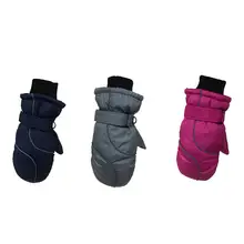 Детские толстые теплые стеганые лыжные перчатки, зимние милые водонепроницаемые ветрозащитные уличные детские перчатки, поверхность из водонепроницаемой ткани