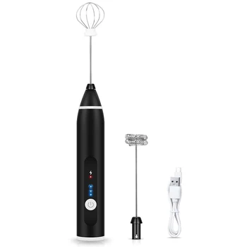 

USB Rechargeable Blender Milk Frother Handheld Electric Mixer Foam Maker Stainless Whisk 3 Speed for Coffee