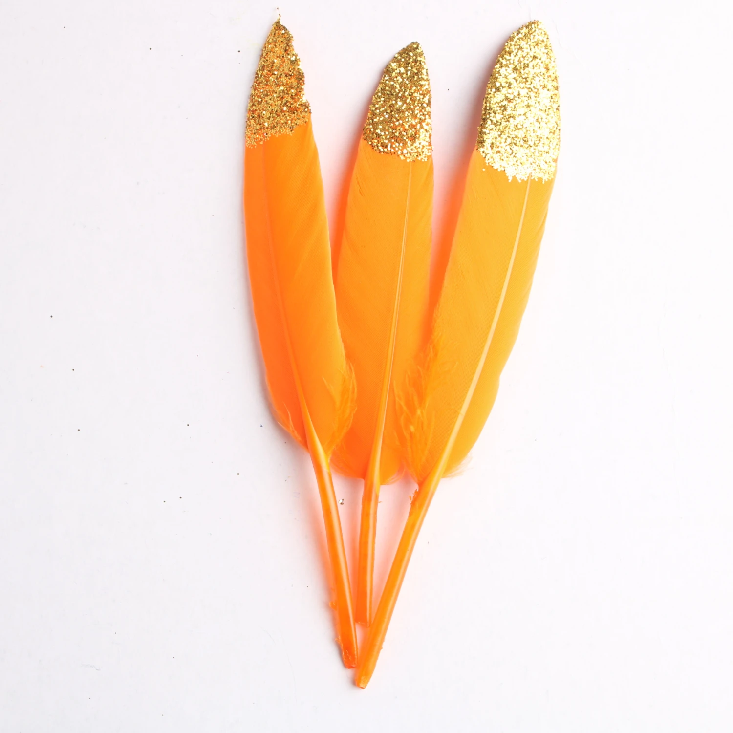 Orange Gold Золотые смоченные утиные перья гусиные перья для рукоделия 10-15 см/4-6 дюймов Натуральные перьевые Шлейфы для украшения украшений - Цвет: Orange Gold