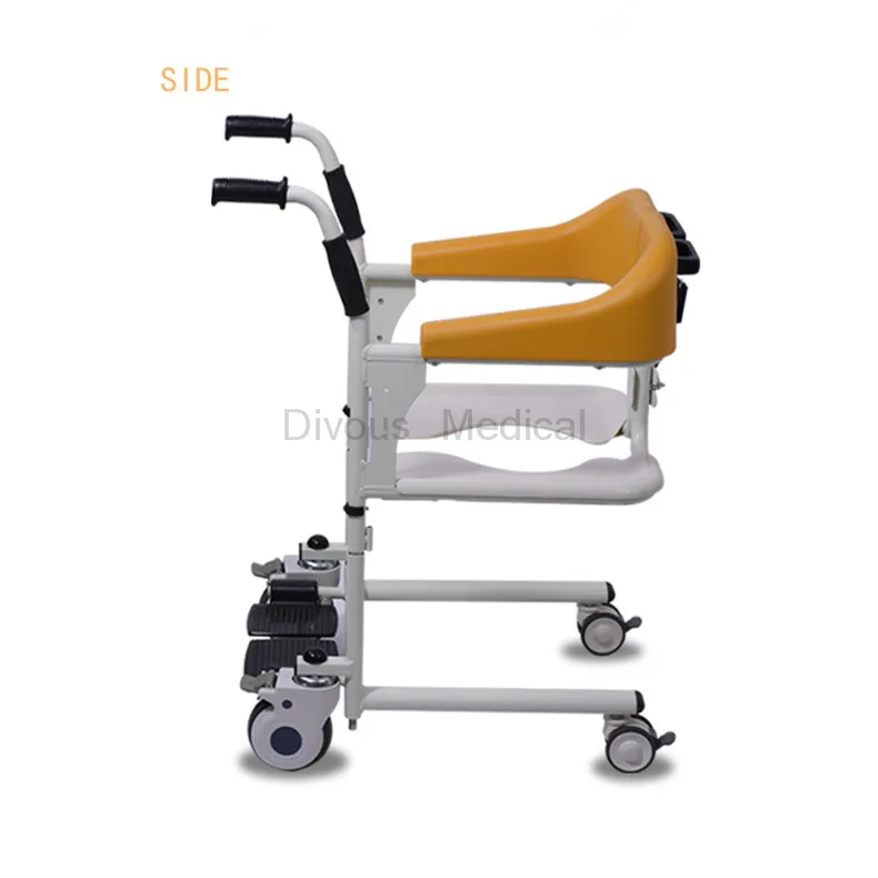 Multifunctional manual adjustment patient care bath chair toilet transfer wheelchair 5
