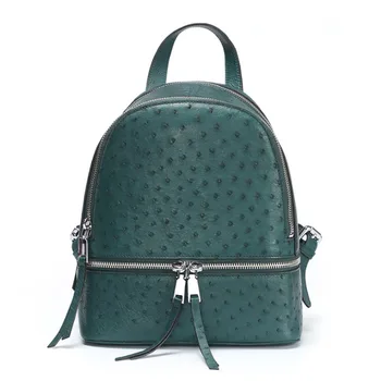 

New Women Genuine Ostrich Leather Camping Backpack Fashion Outdoor Travel Bag Backpack High Quality Korean School Backpack Girl