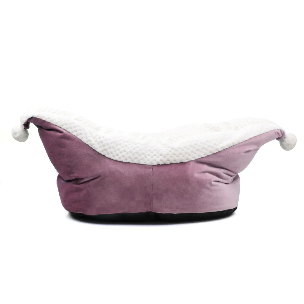 Кровать для собак глубокого сна для маленьких собак в форме лодки, утолщенная кровать для кошек, Зимняя Теплая Флисовая кровать для собак, милая кровать для кошек, моющаяся - Цвет: purple