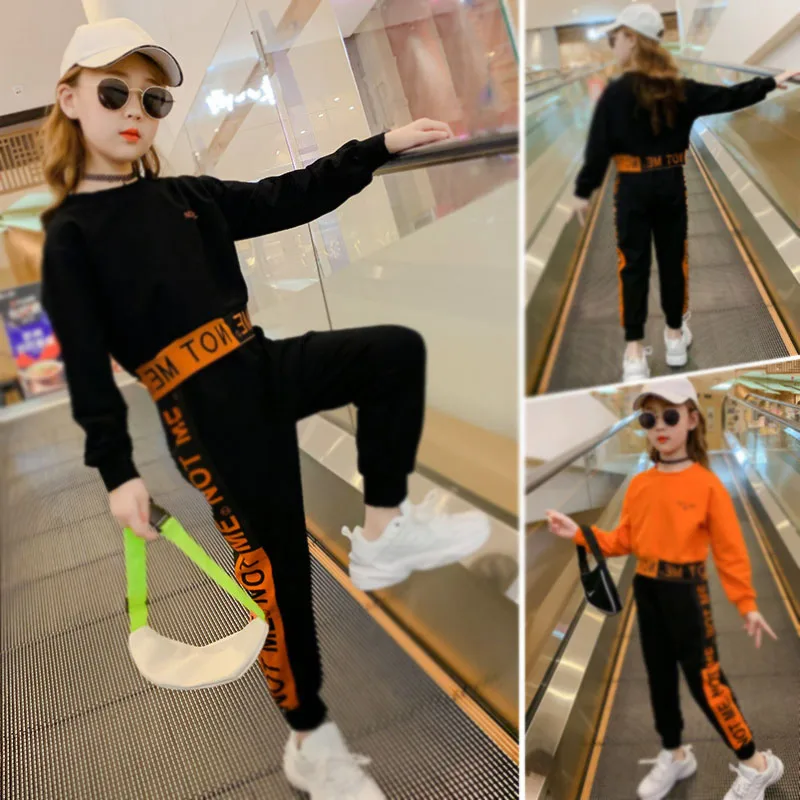 Girls' Sweater Suit Spring Autumn Children'S Clothing Long-Sleeved Casual Top+Casual Trousers Big Kids Sports Clothes Sets
