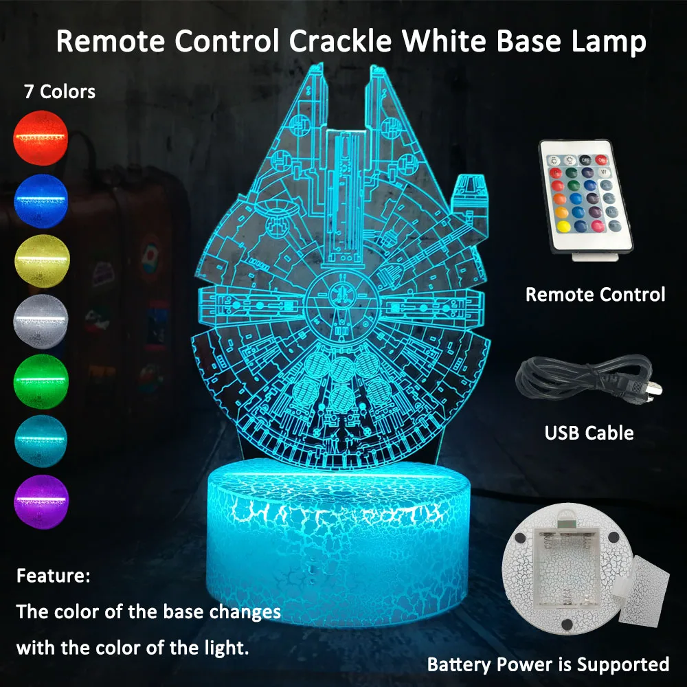 Смотрите фильмы Звездные войны космический 3D светодиодный RGB светодиодный Ночной светильник 7 цветов Изменение сна настольная лампа украшение дома праздник для детей Рождественский подарок