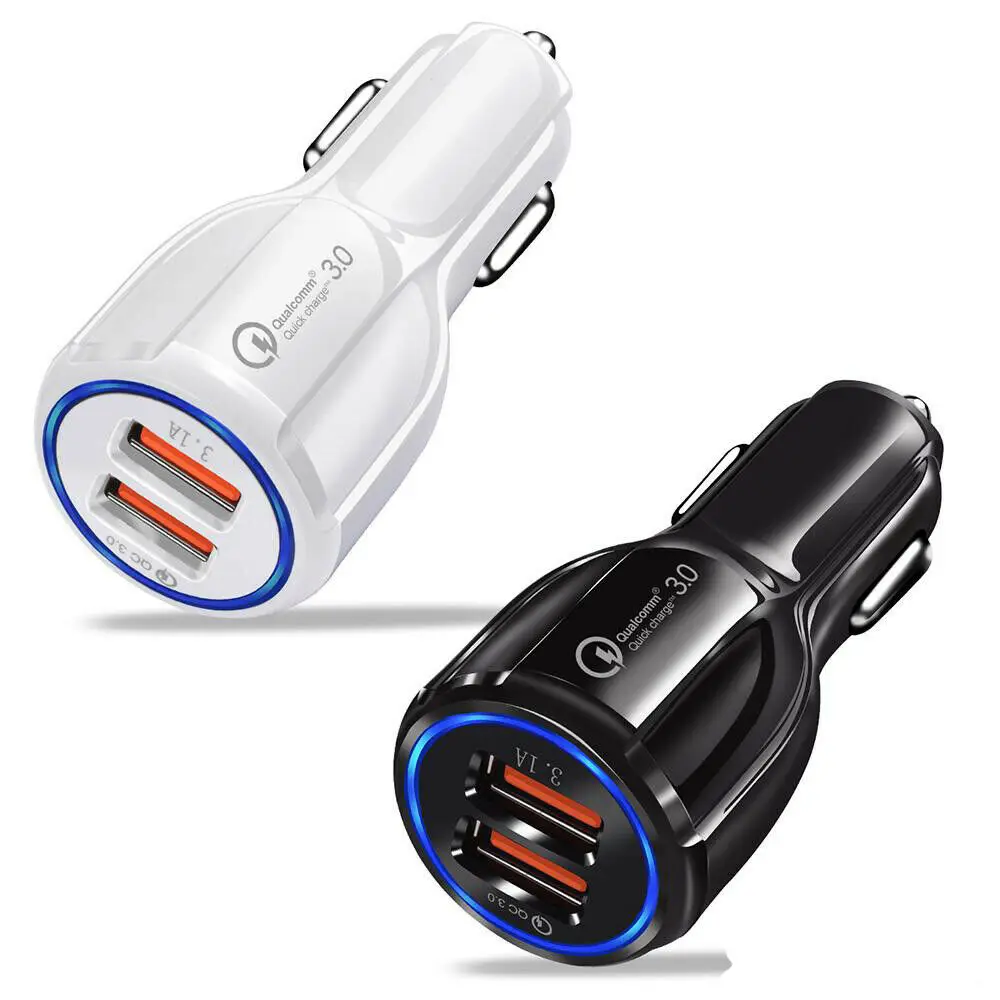 

50Pcs QC3.0 Dual USB Car Charger Output 9V 3.1A Car-charger For iPhone X 7 8 Phone Lighter DC 24V Adapter for Samsung S9 S8