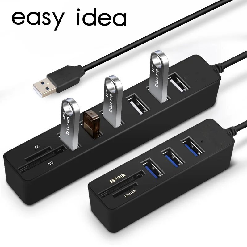 USB 2 0 док-станция адаптер на 3 порта 6 портов USB-разветвитель для компьютера