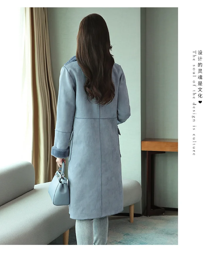 Y17350 стиль корейский стиль свободный крой мех хлопок стеганая куртка средней длины оленья кожа бархат хлопок пальто мода