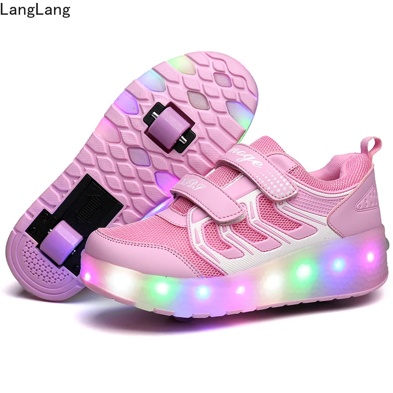 Красочные светодиодсветодиодный мигающие роликовые коньки Heelys обувь для детей