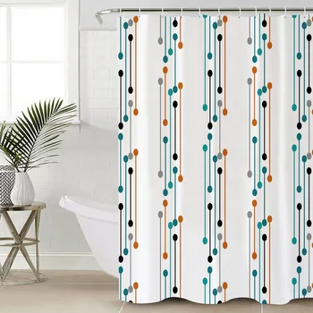 

Green Black Orange Dot Geometric Abstract Shower Curtain Multi-size Waterproof Bathroom Curtains Home Decor