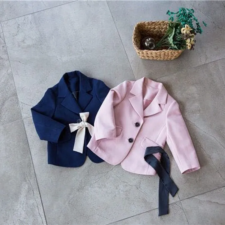 

Korean-style Childrenswear Children Suit Pants Two-Piece 2019 Spring New Style Bow Long Sleeve CHILDREN'S Suit