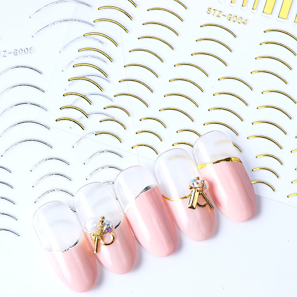 3D Nail Stickers Straight Curved Liners Stripe Tape Wraps Geometric Nail Art Decorations