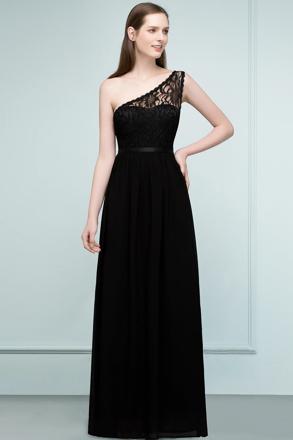 24 часа Черное Кружевное длинное вечернее платье vestido de festa сексуальное вечернее платье на одно плечо Robe De Soiree Longue