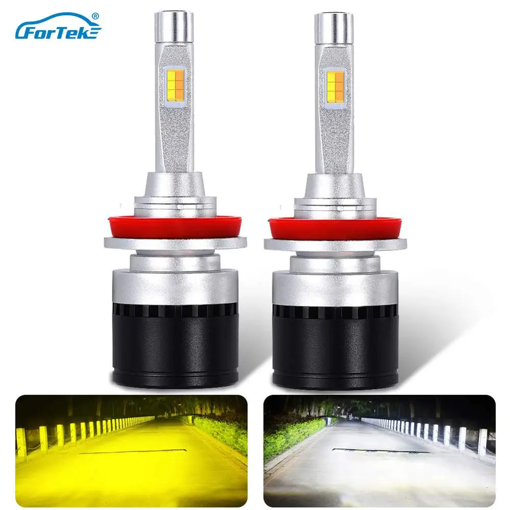 

FORTEK Car LED Headlights Dual-color High/Low Beam Headlamp Fog Light Day Running Light 2 Color 3300K Yellow/6000K Cool White