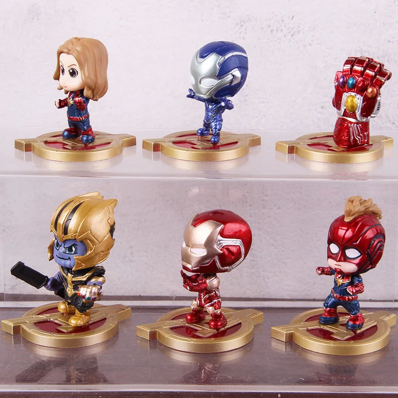 Горячие игрушки Cosbaby Мстители Бесконечность Gauntlet танос Капитан Marvel Железный человек ПВХ Фигурки игрушки подарок Western цифры 6 шт./компл