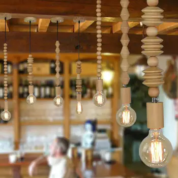 

E27 Modern Solid Bead Chain Pendant Lights Retro Hanging Suspension Cord pendant Lamp Dining Room Stores Bar lighting luminaires