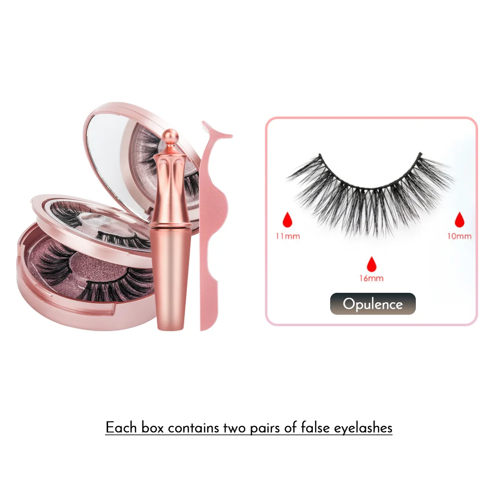 Opulence set New Arrival Magnetic False Eyelashes& Eyeliner 5 Magnets Natural Soft Fake Eyelashes Extension with 2 Pairs Eyelashes - Color: Opulence set
