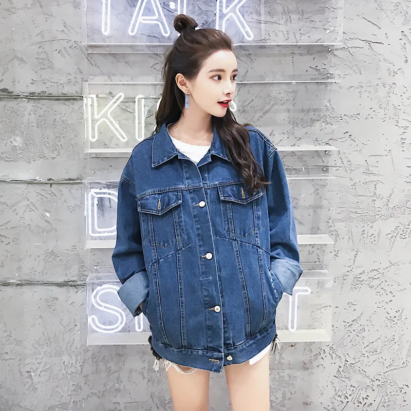 astounding  Jeans Coat Women's 2019 Spring And Autumn Korean-style Versatile Retro Jacket Jeans Coat Students S