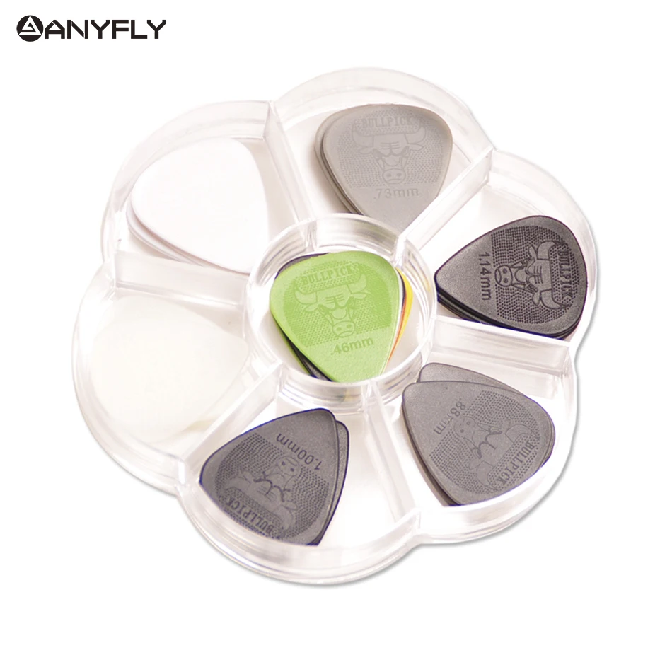 30Pcs Assorted Thickness Bull Rock on Nylon POM Picks+ Guitar Picks Sets+Round Plastic Case | Спорт и развлечения