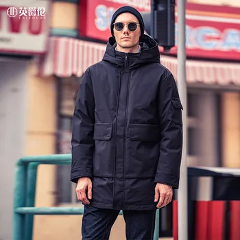 

Enjeolon Men 90% Duck Down Jackets Men Long Parka Coats Trendy Simplicity Solid Color Hoodies Jackets Man Clothes YR5312